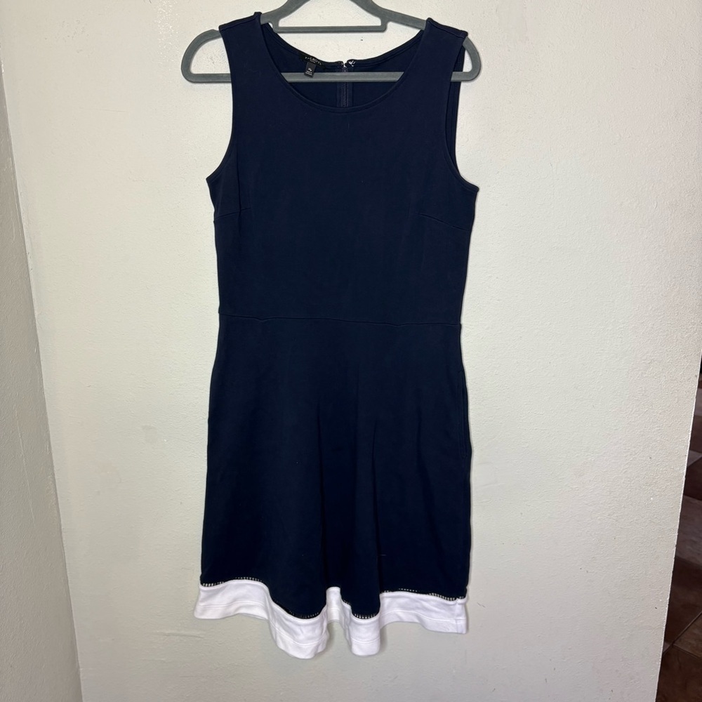 Talbots Navy and White Mini Cotton Dress Medium Petite